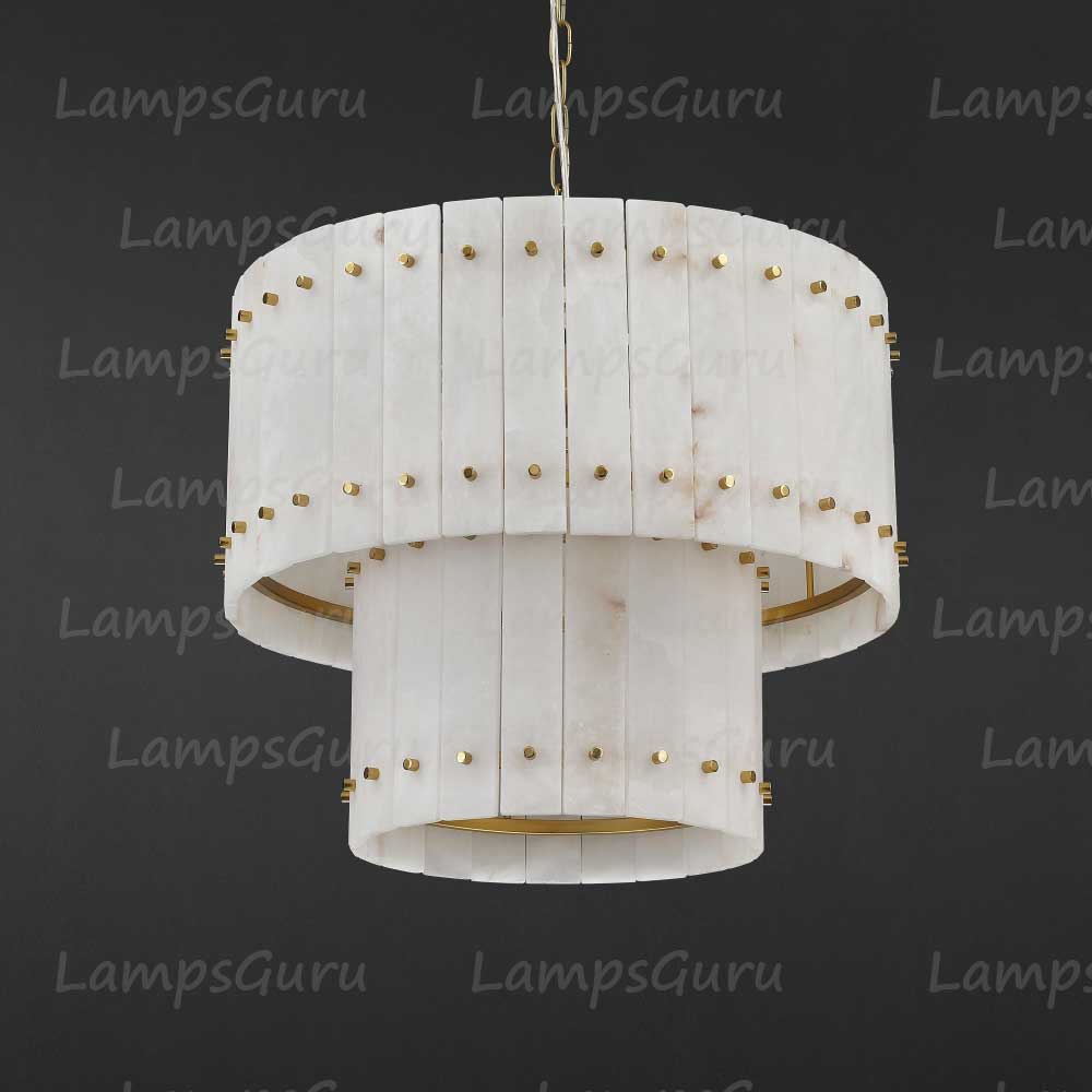 LG San Marko 22 Inch Alabaster Two-Tier Chandelier
