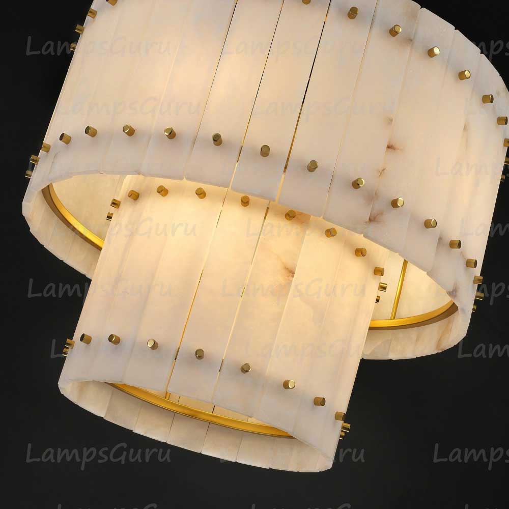 LG San Marko 22 Inch Alabaster Two-Tier Chandelier