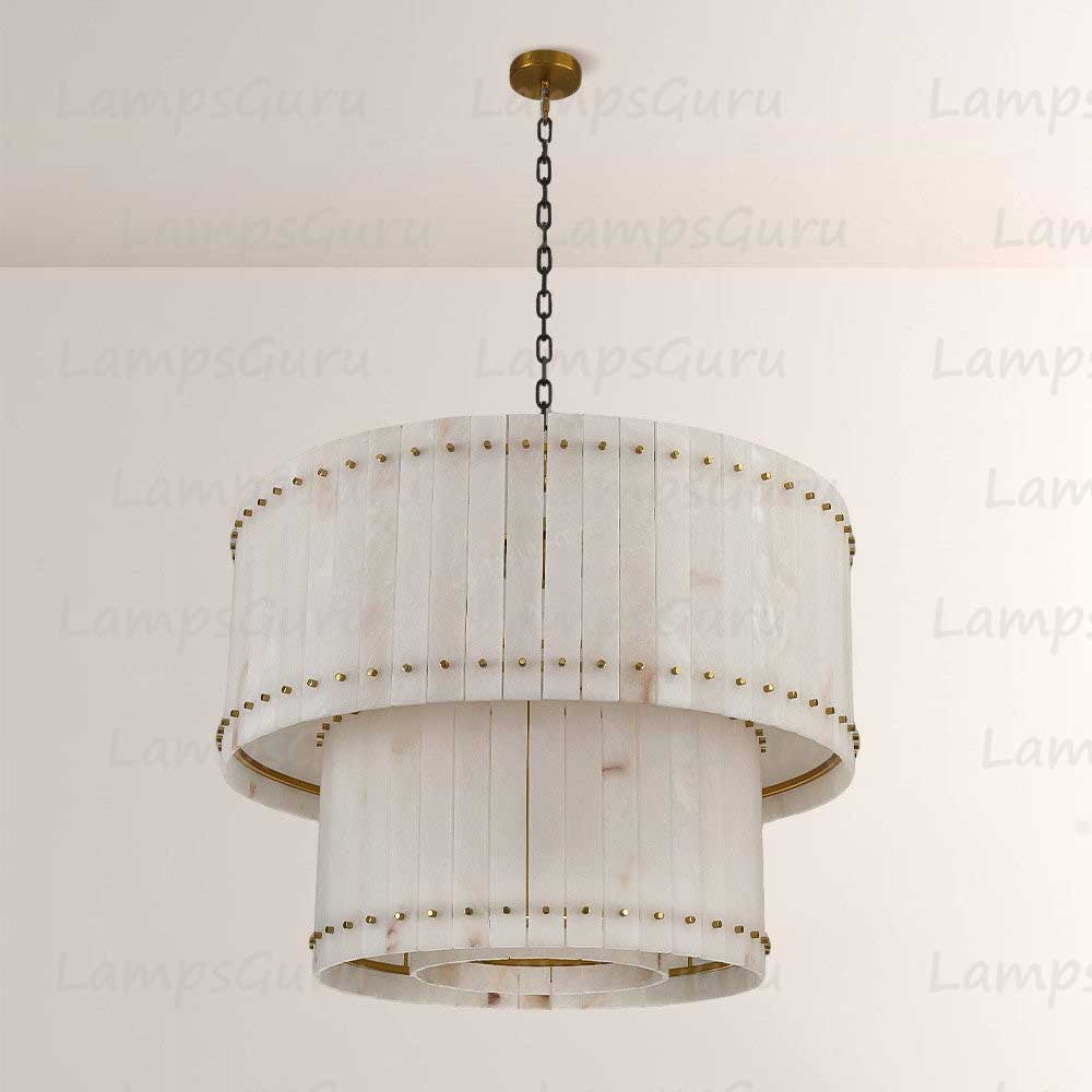LG San Marko 37 Inch Alabaster Two-Tier Chandelier