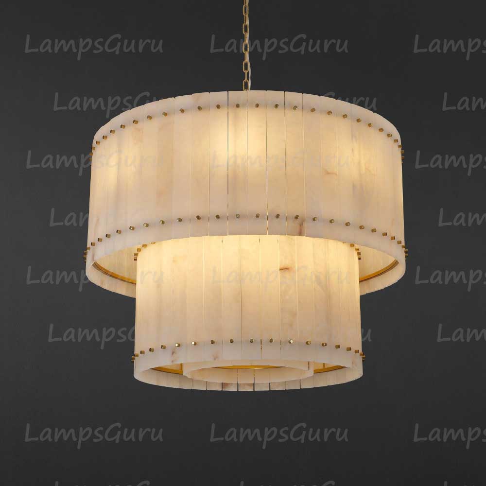 LG San Marko 37 Inch Alabaster Two-Tier Chandelier