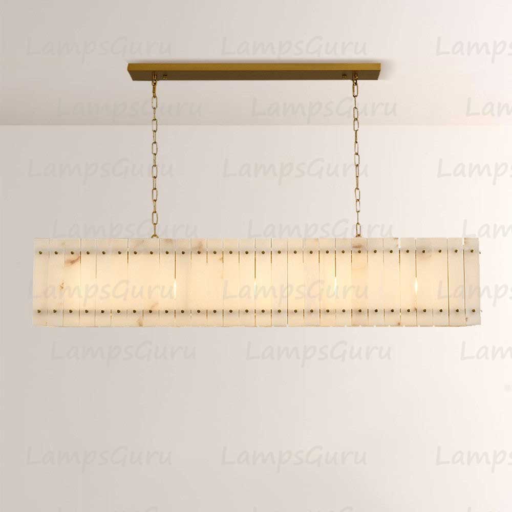 LG San Marko 54 Inch Alabaster Rectangular Chandelier