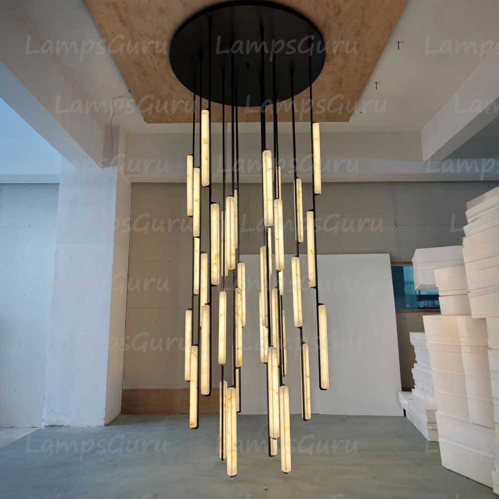 56 Inch Grand Alabaster Prism Cascading Chandelier - LG Audon