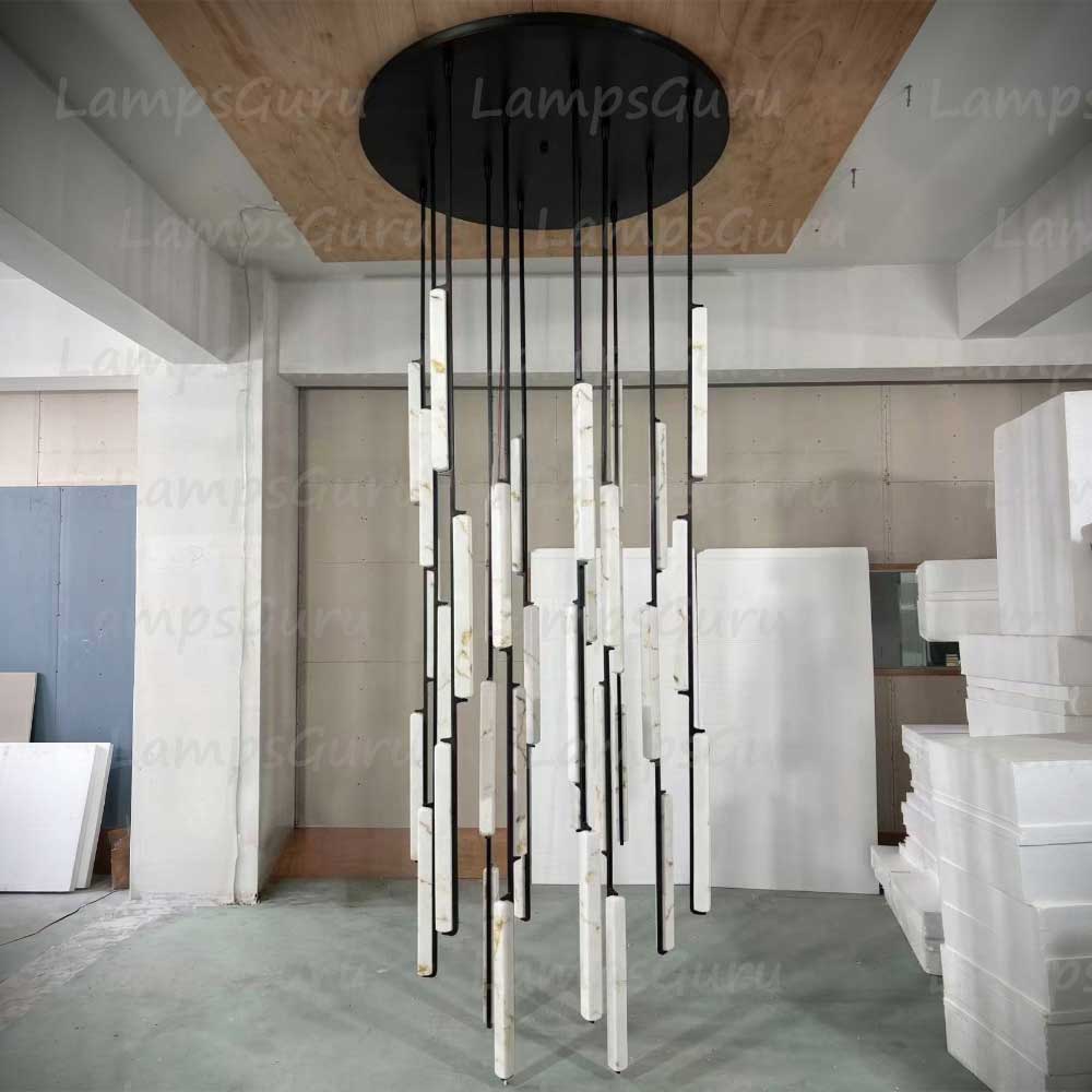 56 Inch Grand Alabaster Prism Cascading Chandelier - LG Audon