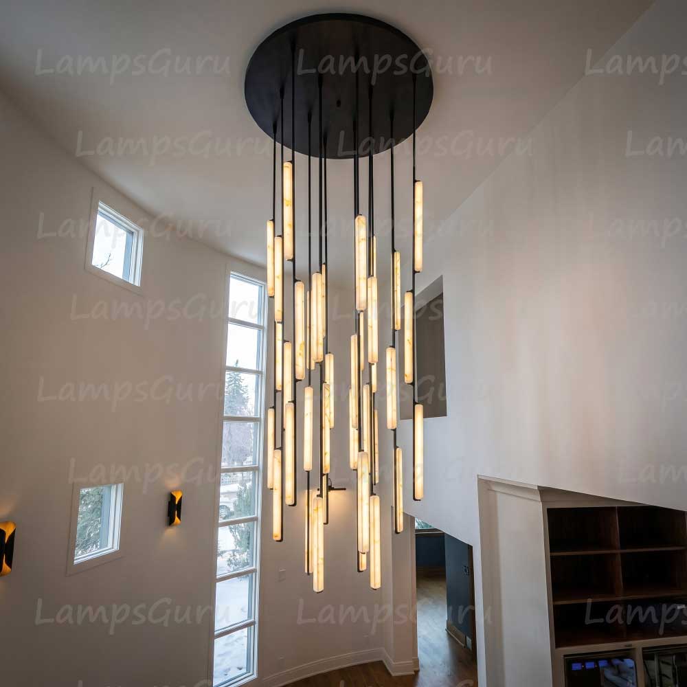 56 Inch Grand Alabaster Prism Cascading Chandelier - LG Audon