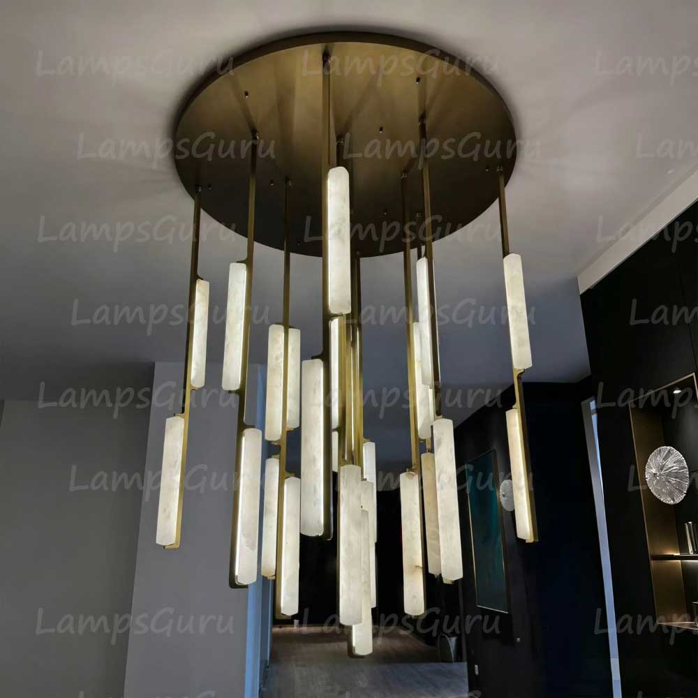 56 Inch Grand Alabaster Prism Cascading Chandelier - LG Audon