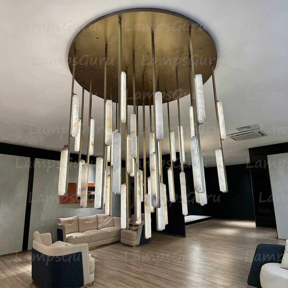 74 Inch Grand Alabaster Prism Cascading Chandelier - LG Audon