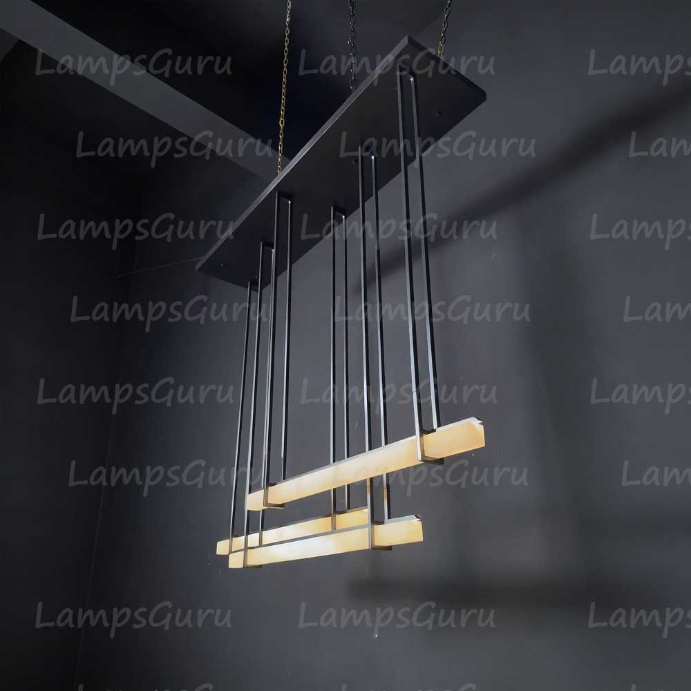 72 Inch Triple Alabaster Bar Chandelier - LG Audon