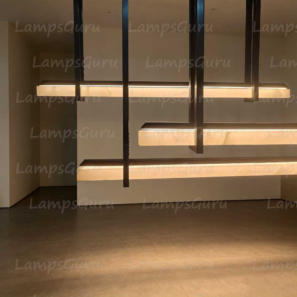 72 Inch Triple Alabaster Bar Chandelier - LG Audon
