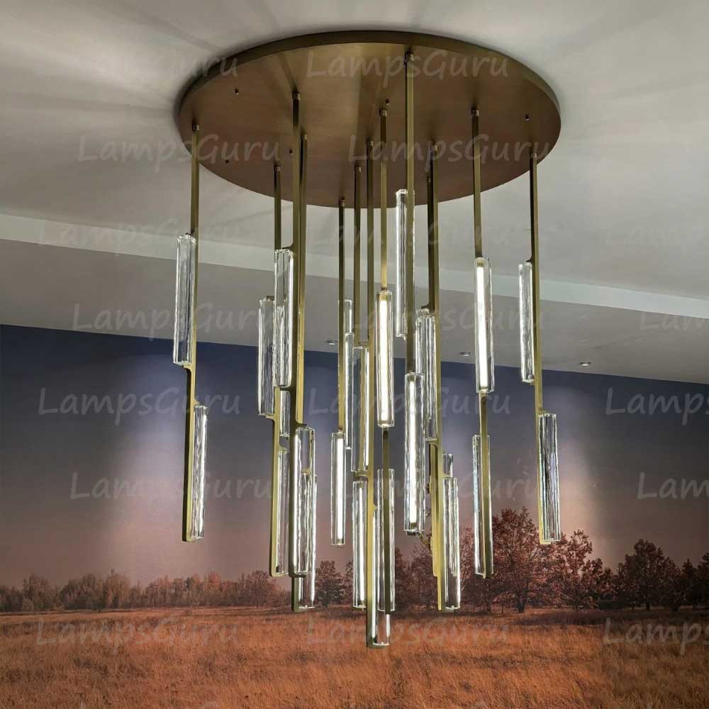 56 Inch Grand Crystal Prism Cascading Chandelier - LG Audon