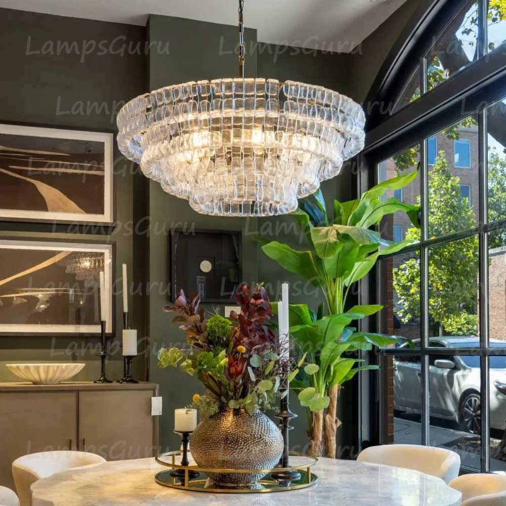 Ghiaccios Round Glass Chandelier 36" 48"