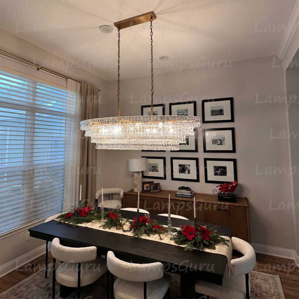 Ghiaccios Glass Oval Chandelier 54" 65"