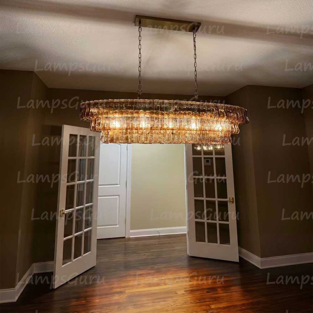 Ghiaccios Glass Oval Chandelier 54" 65"