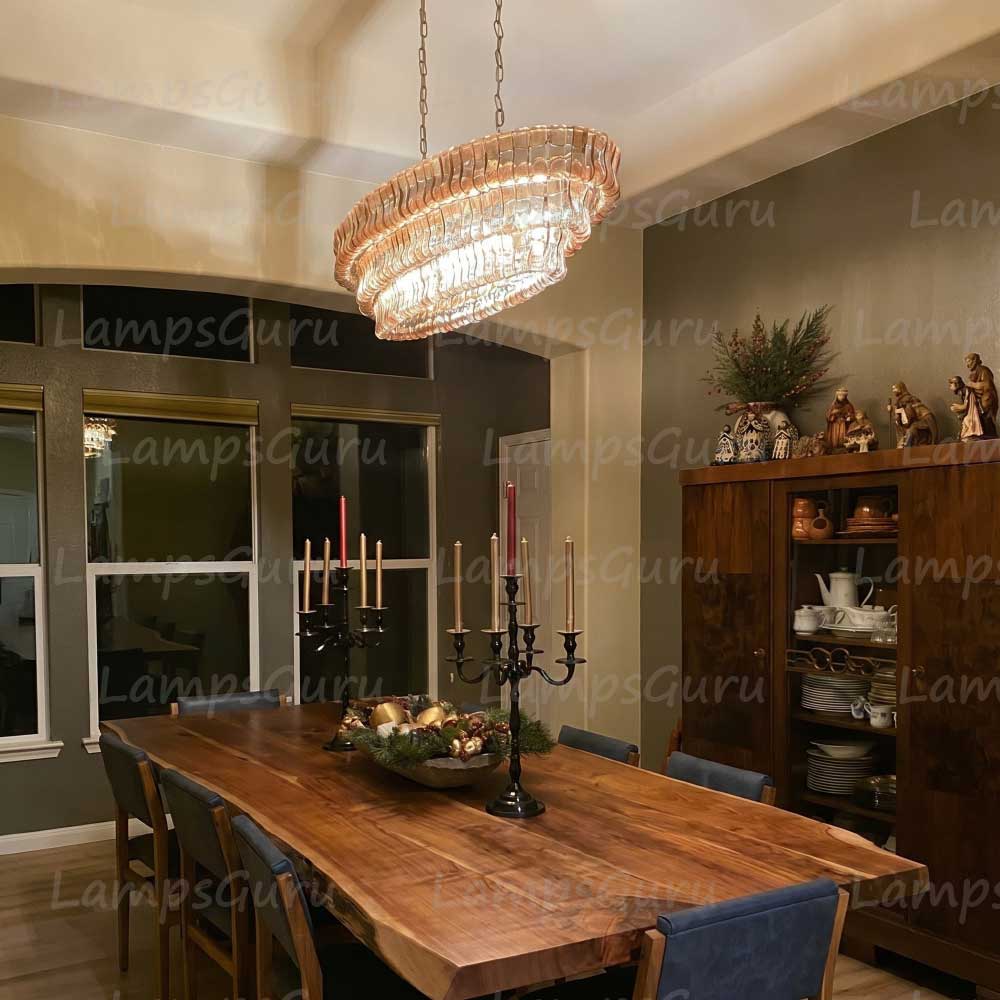 Ghiaccios Glass Oval Chandelier 54" 65"