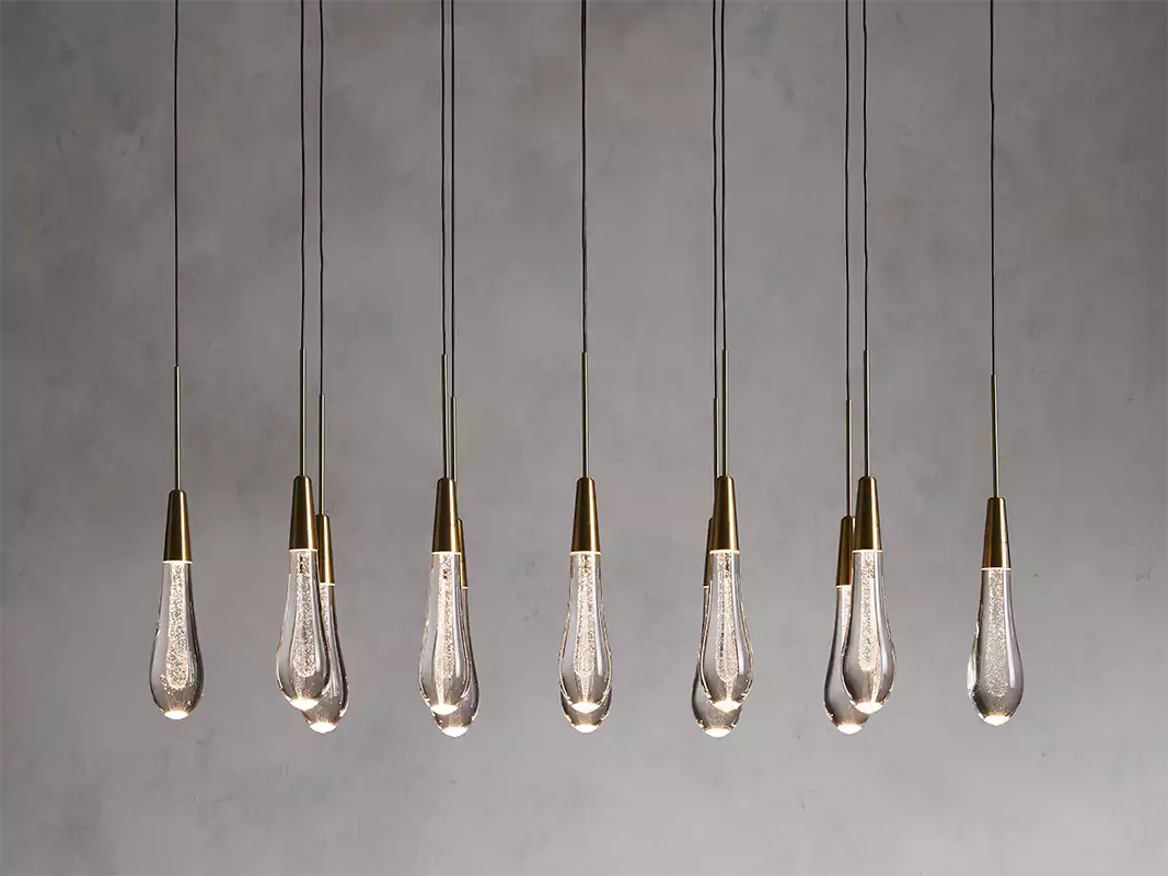 Solitaire Raindrop Linear Chandelier