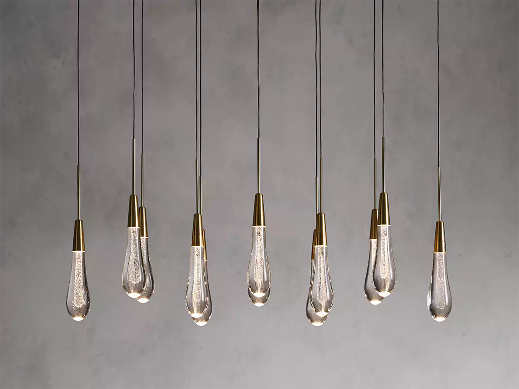 Solitaire Raindrop Linear Chandelier