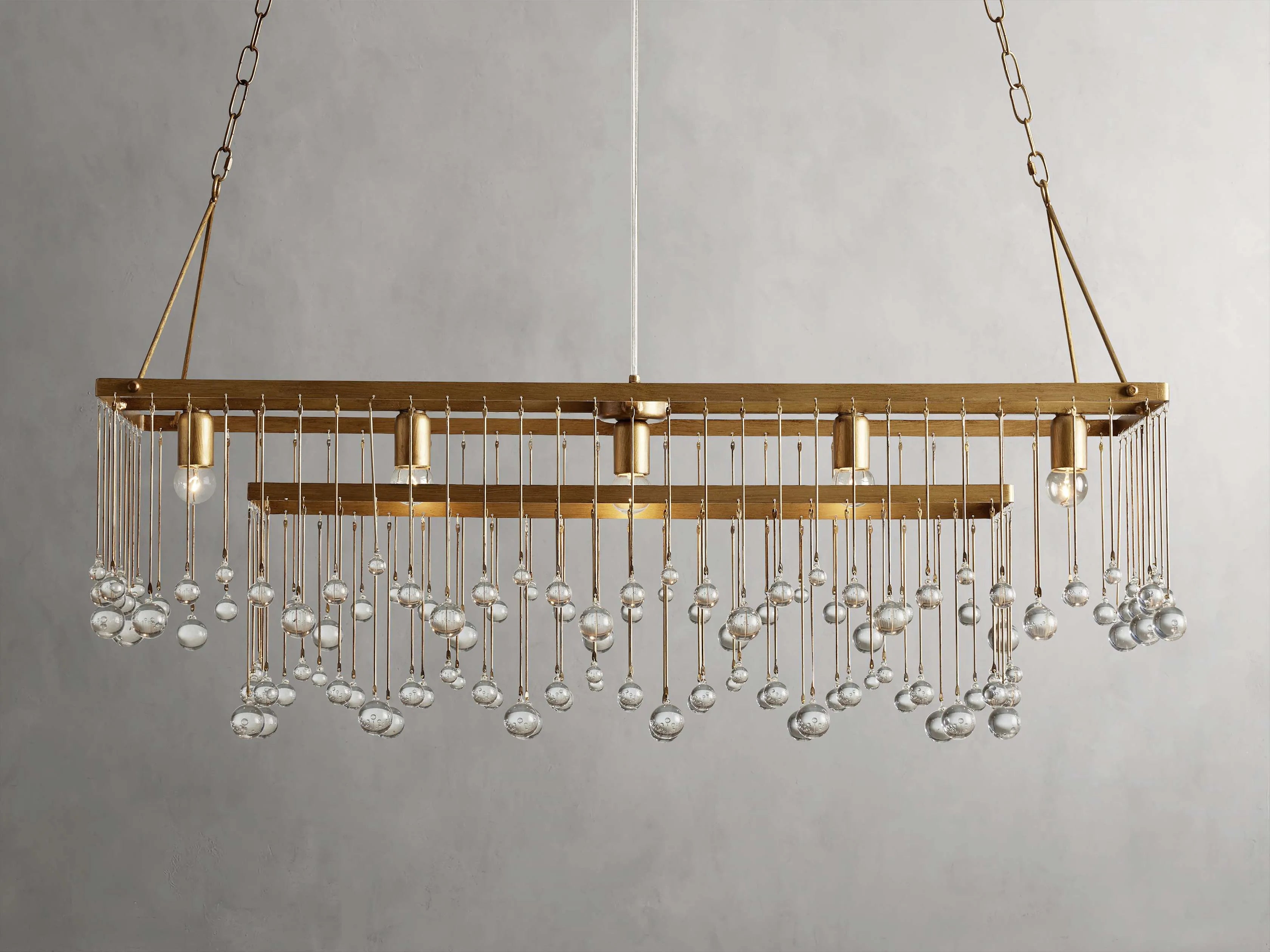 Aubreya Crystal Ball Rectangular Chandelier 47" 60"