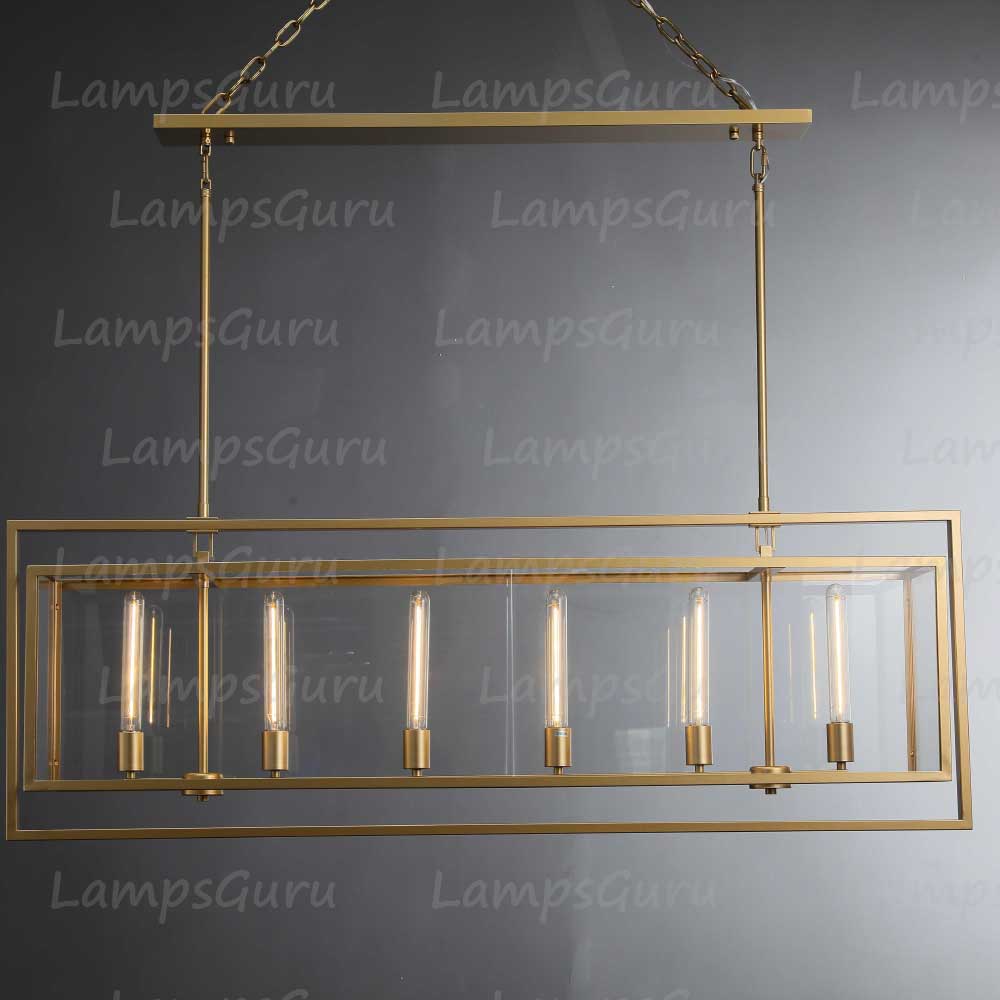 LG Beck Glass Lantern Rectangular Chandelier 54"