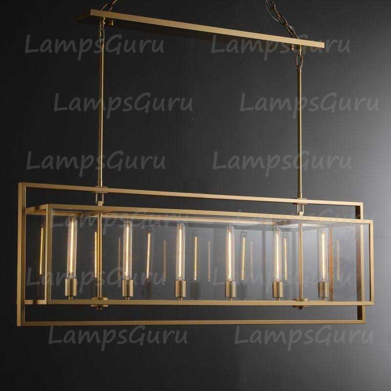 LG Beck Glass Lantern Rectangular Chandelier 54"