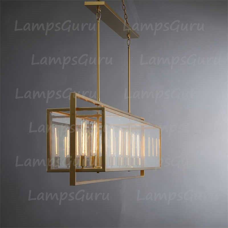 LG Beck Glass Lantern Rectangular Chandelier 54"