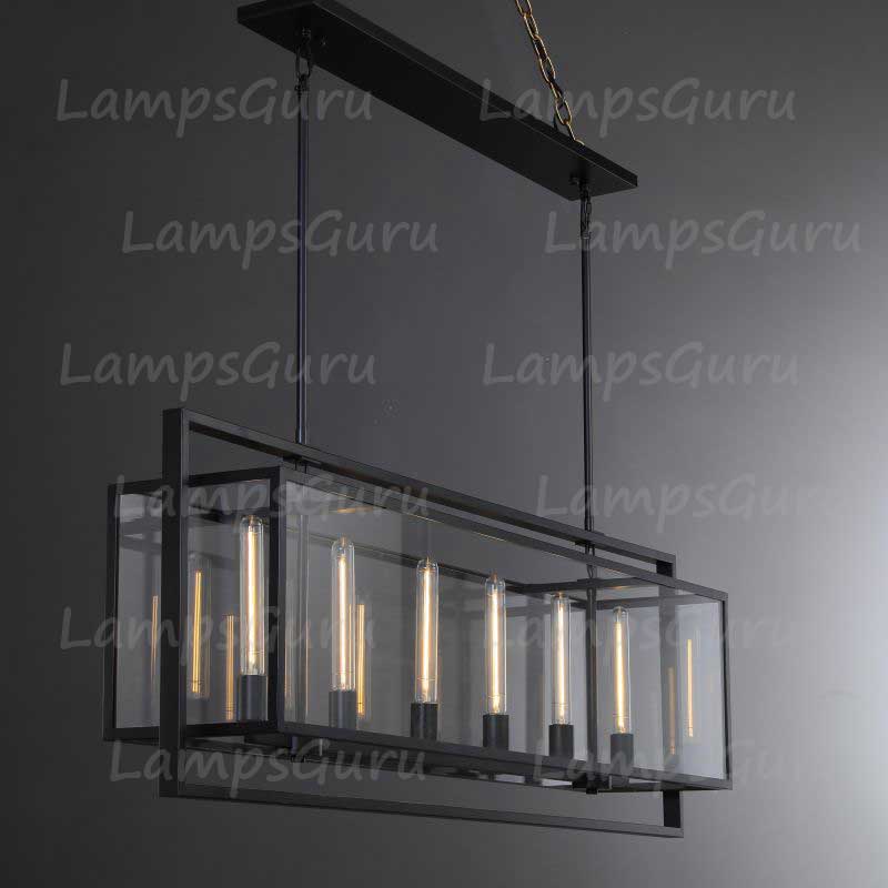 LG Beck Glass Lantern Rectangular Chandelier 54"