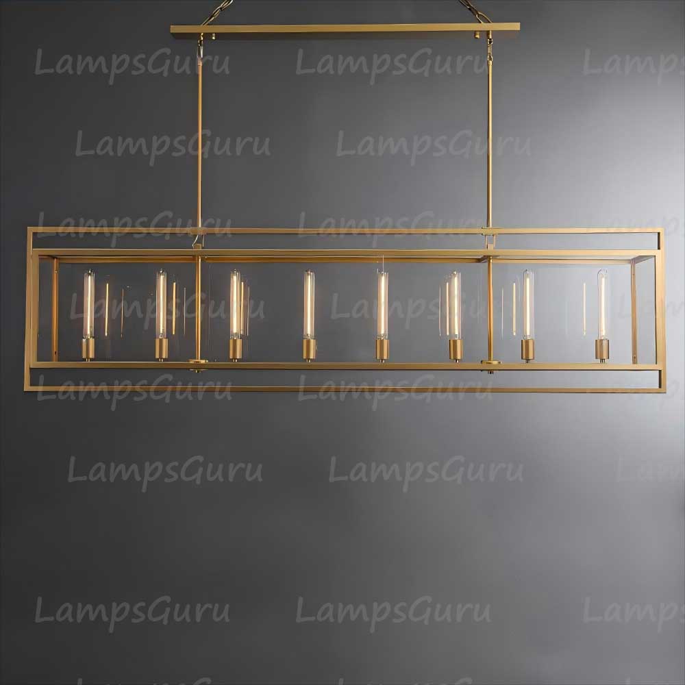 LG Beck Glass Lantern Rectangular Chandelier 72"