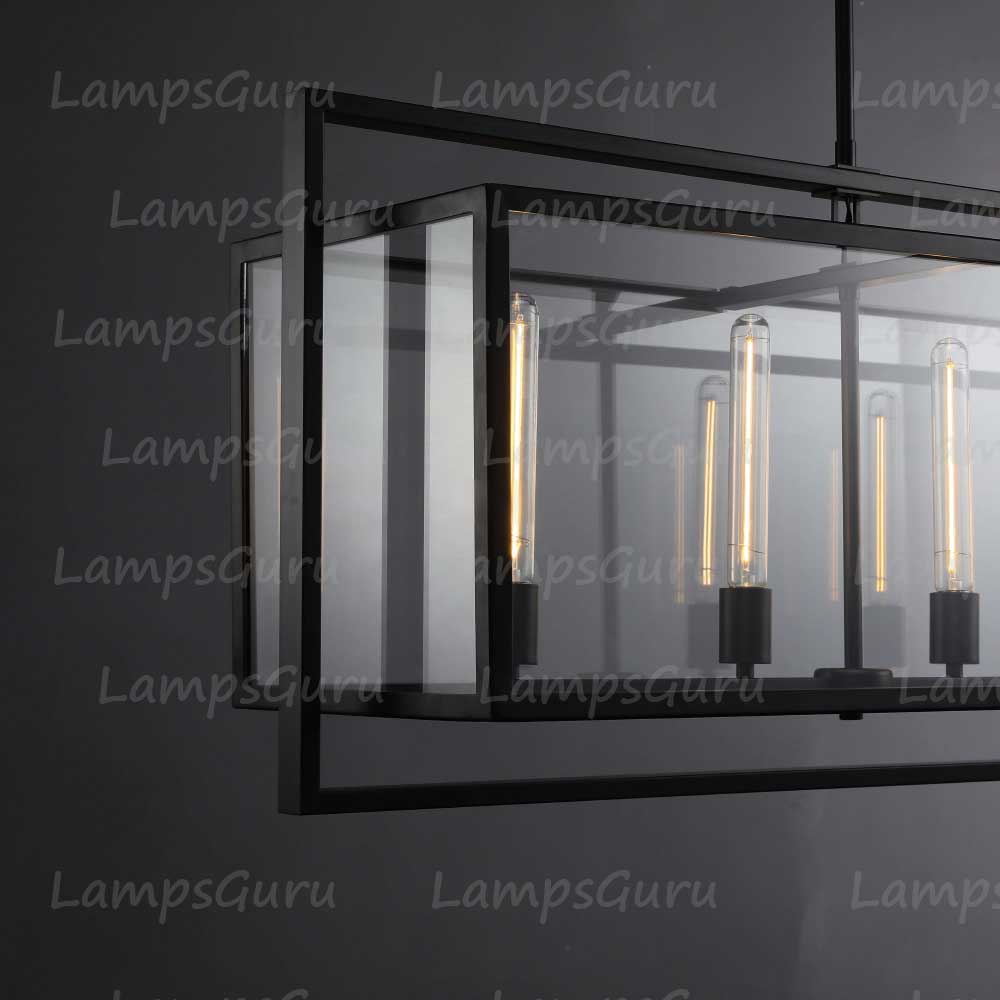 LG Beck Glass Lantern Rectangular Chandelier 72"