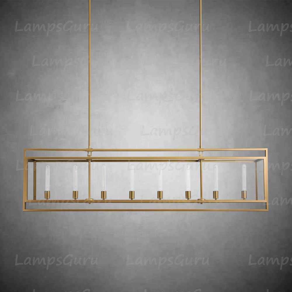 LG Beck Glass Lantern Rectangular Chandelier 72"