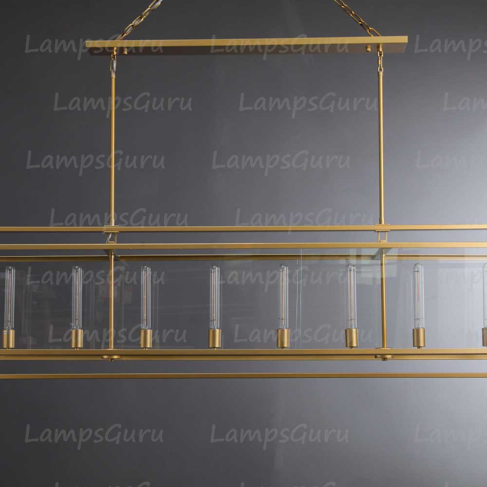 LG Beck Glass Lantern Rectangular Chandelier 72"