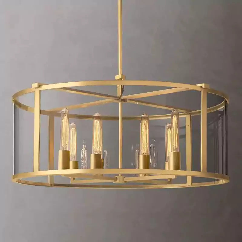 Beckmana Glass Lantern Modern Round Chandelier 33"