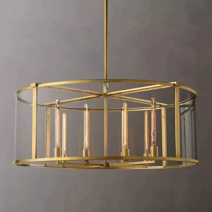 Beckmana Glass Lantern Modern Round Chandelier 44"
