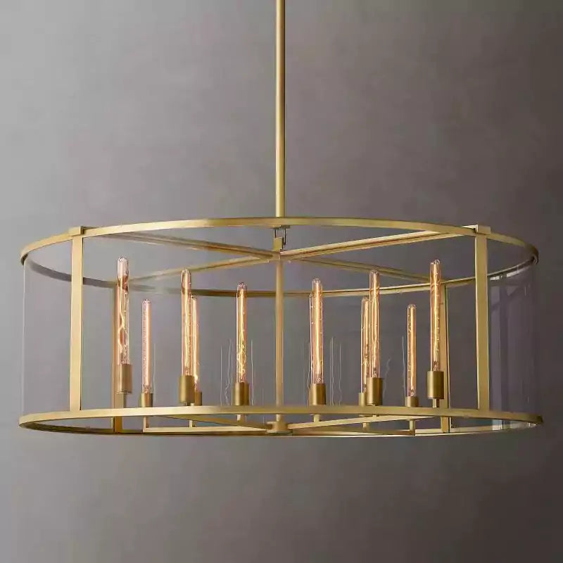 Beckmana Glass Lantern Modern Round Chandelier 55"