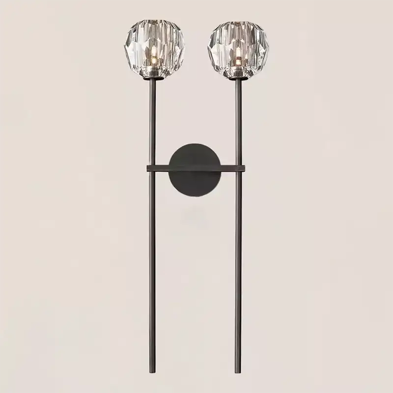 Boule Crystal Clear Glass Double Grand Wall Sconce