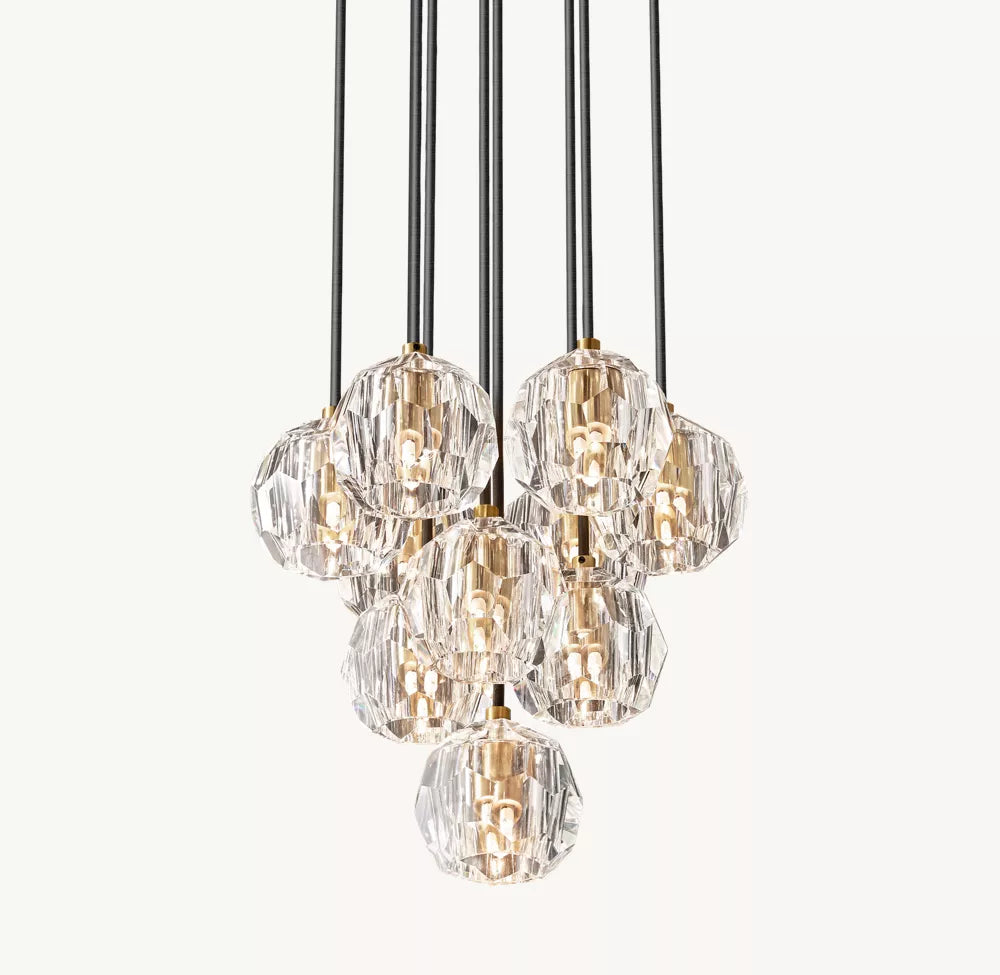 Boule Crystal Clear Glass Round Cluster Chandelier 14"