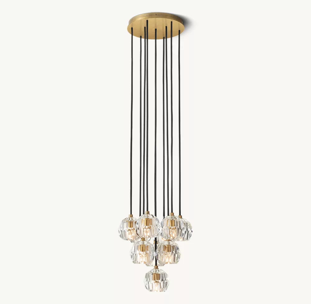 Boule Crystal Clear Glass Round Cluster Chandelier 14"