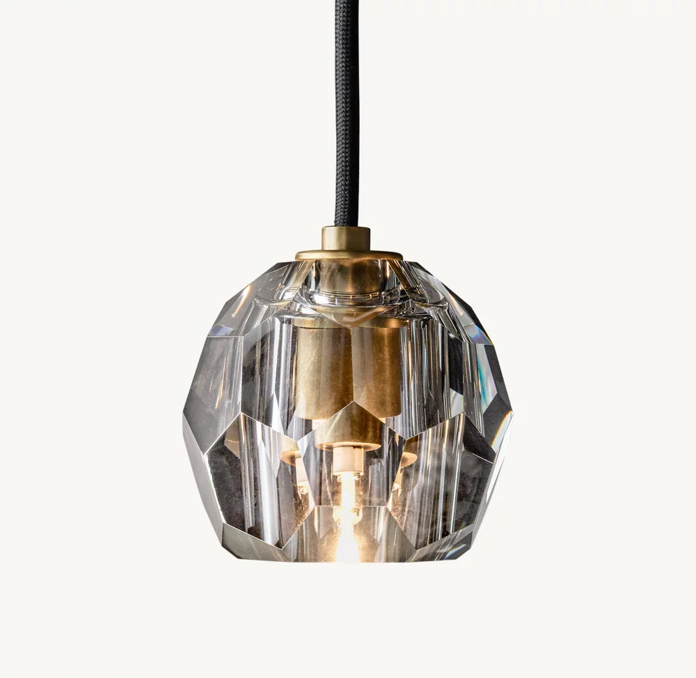 Boule Crystal Smoke Glass Cord Pendant