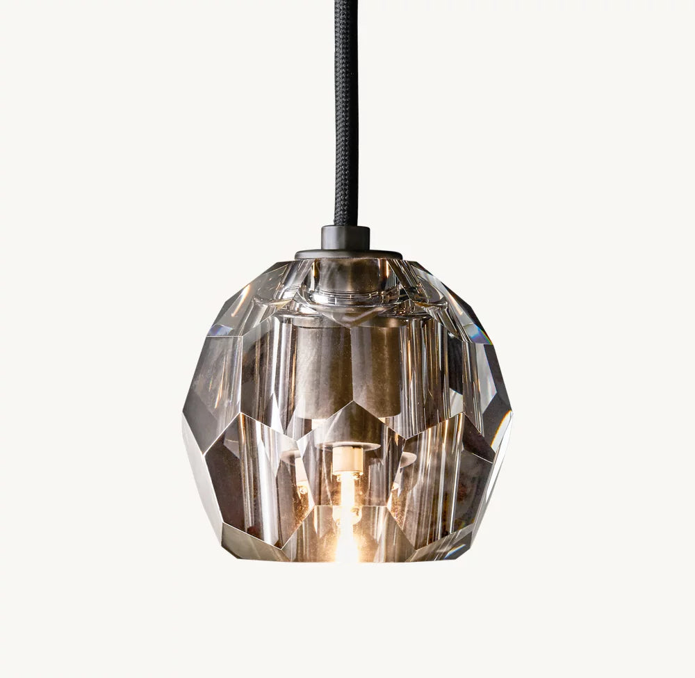 Boule Crystal Smoke Glass Cord Pendant