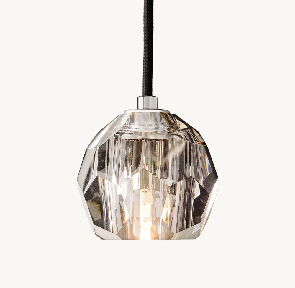 Boule Crystal Smoke Glass Cord Pendant