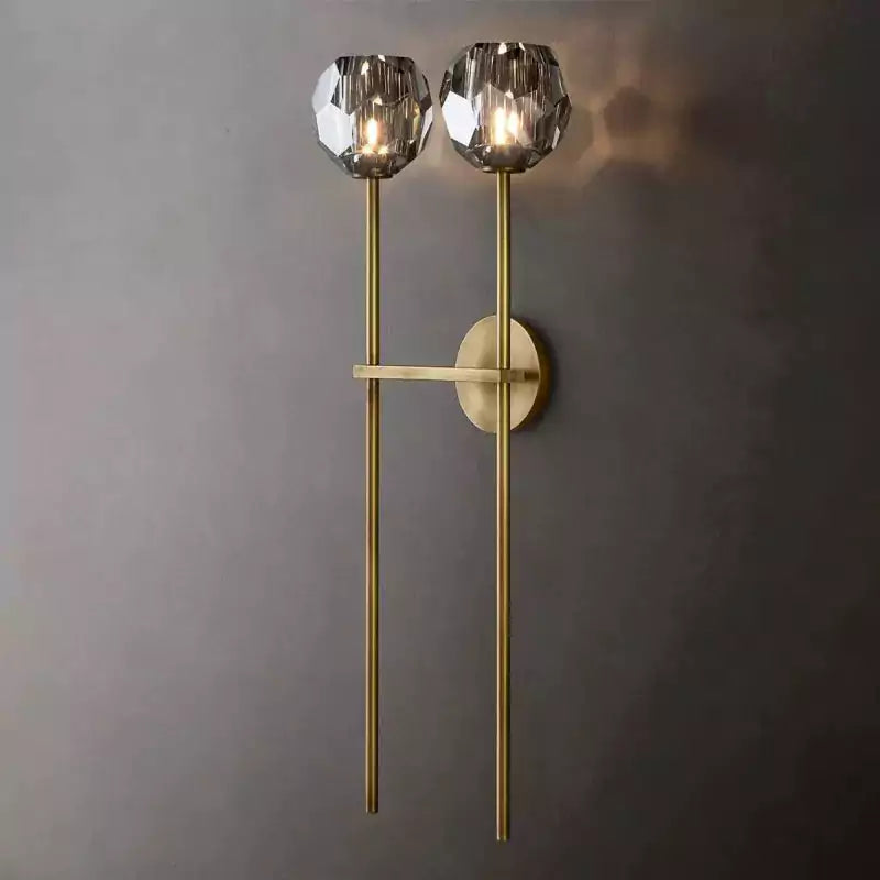 Boule Crystal Smoke Glass Double Grand Wall Sconce