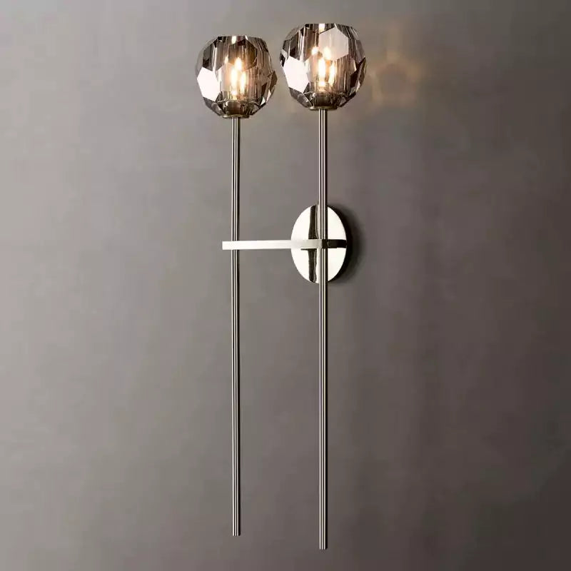 Boule Crystal Smoke Glass Double Grand Wall Sconce
