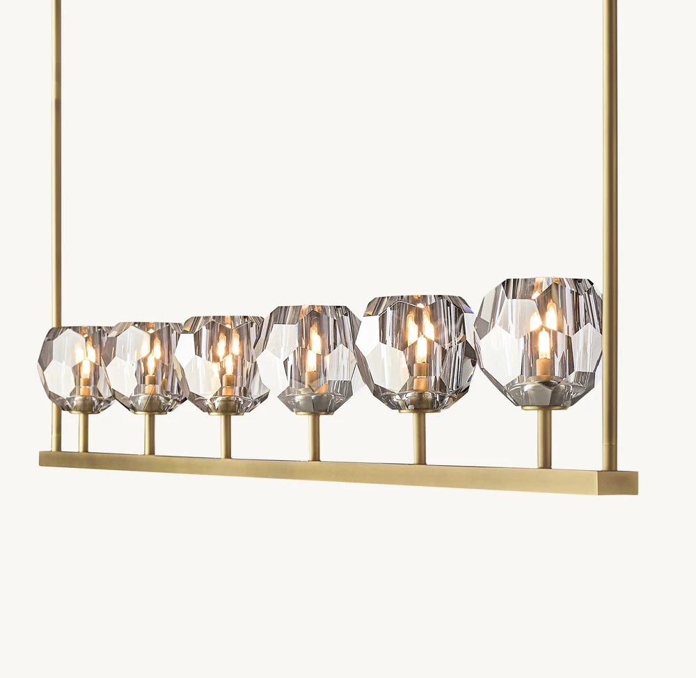 Boule Crystal Smoke Glass Linear Chandelier 60"