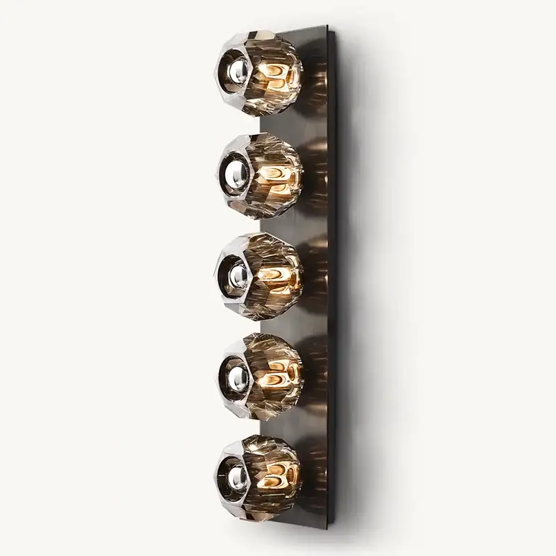 Boule Crystal Smoke Glass Linear Grand Wall Sconce