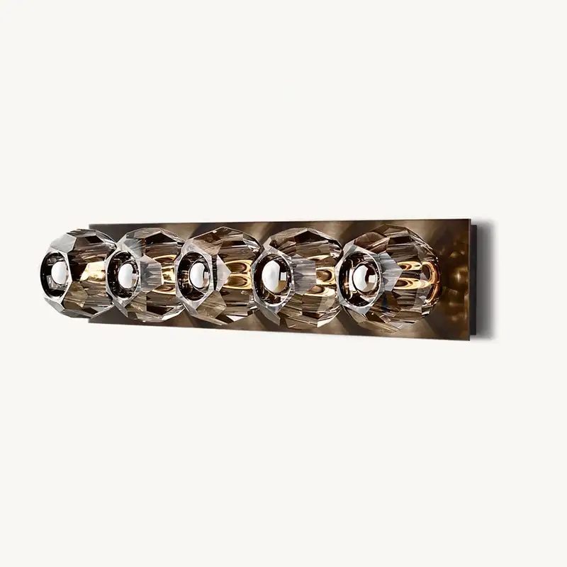 Boule Crystal Smoke Glass Linear Grand Wall Sconce