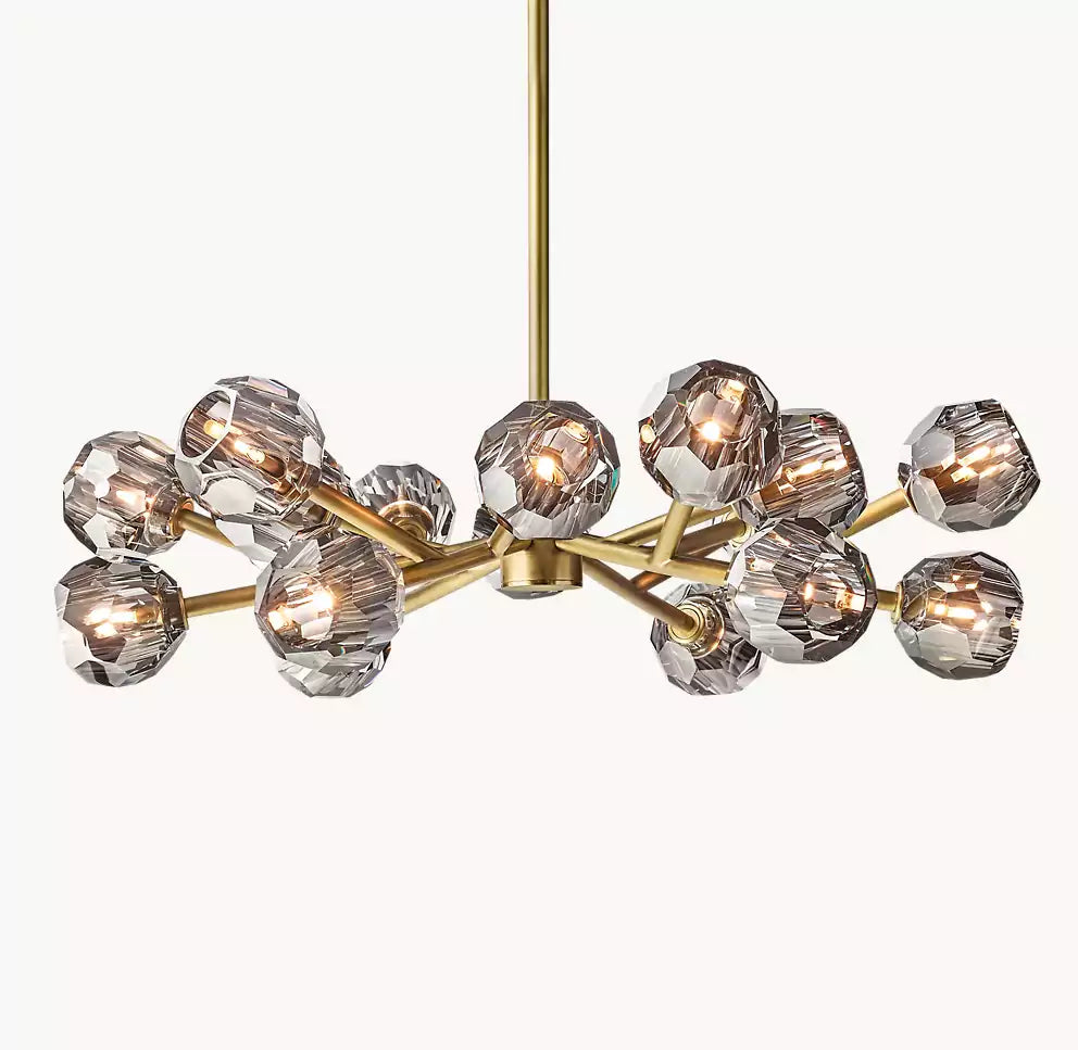 Boule Crystal Smoke Glass Round Chandelier 36"