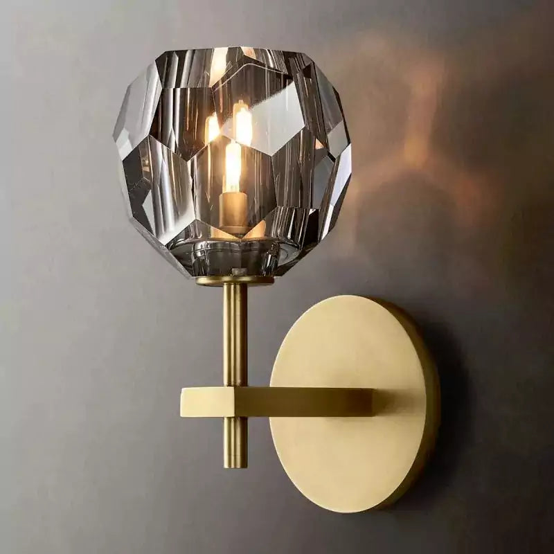 Boule Crystal Smoke Glass Short Wall Sconce
