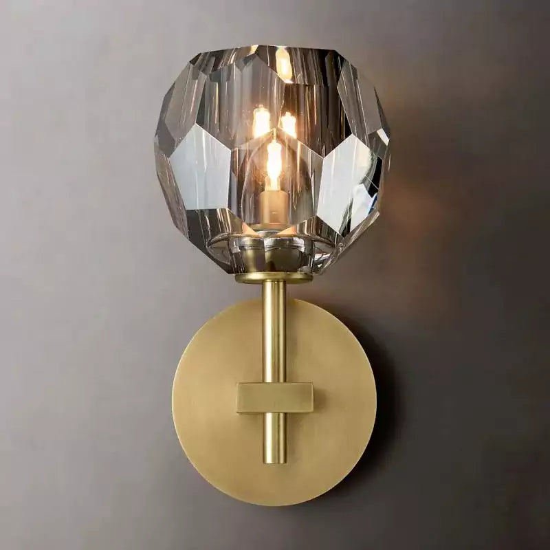 Boule Crystal Smoke Glass Short Wall Sconce