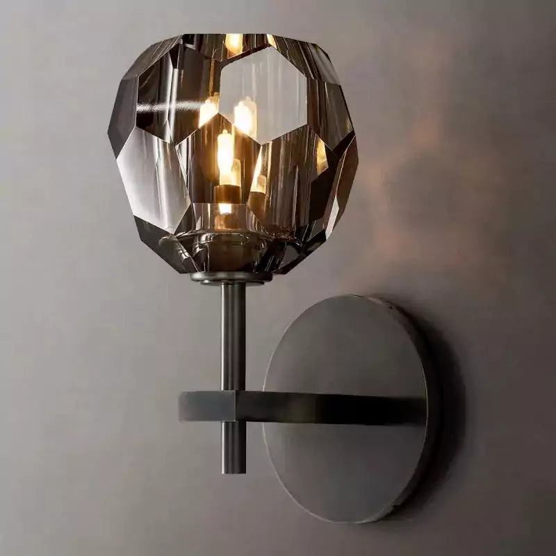 Boule Crystal Smoke Glass Short Wall Sconce