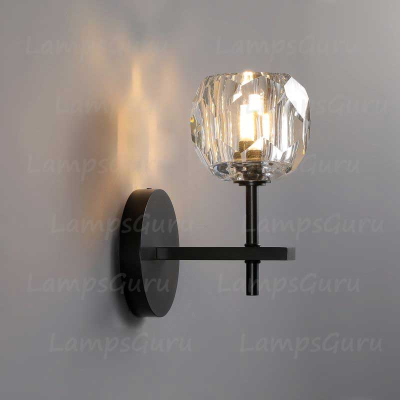 LG Boulla Crystal Clear Glass Short Wall Sconce