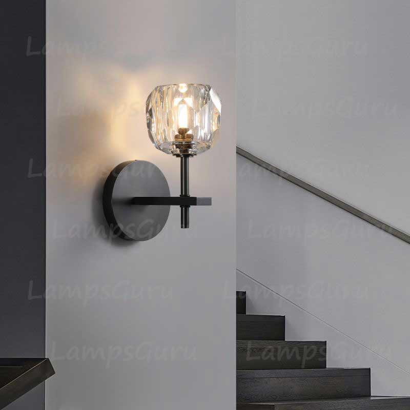 LG Boulla Crystal Clear Glass Short Wall Sconce