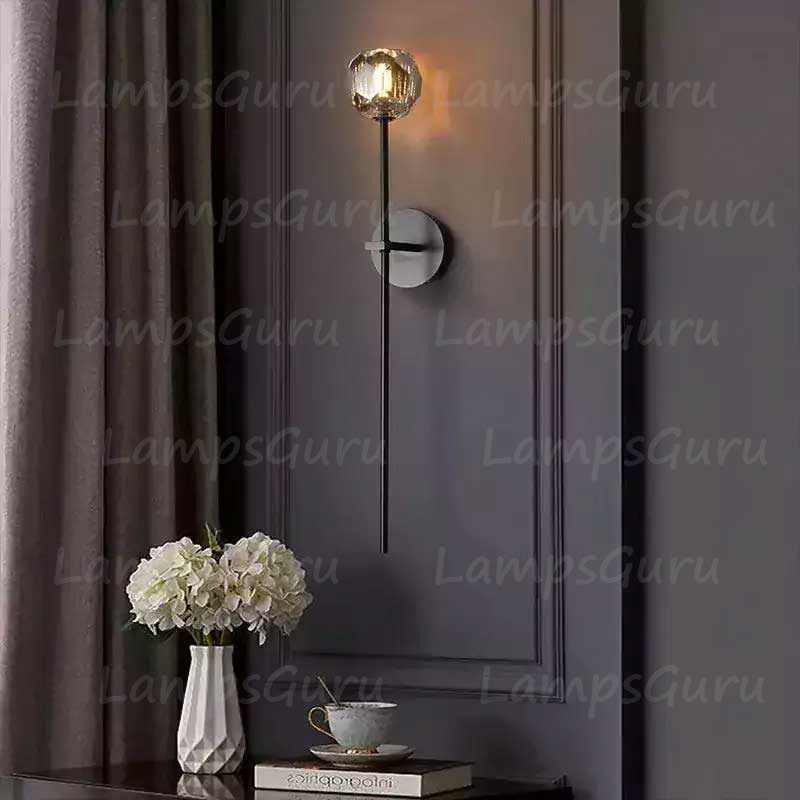 LG Boulla Crystal Smoke Glass Grand Wall Sconce