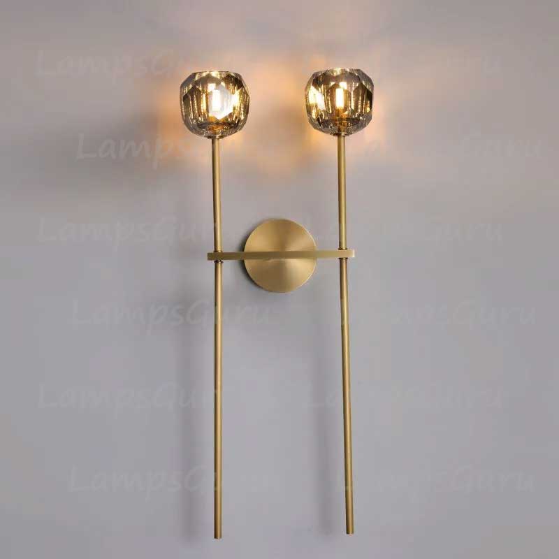 LG Boulla Crystal Smoke Glass Double Grand Wall Sconce